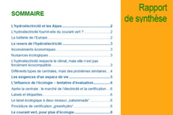 Un label pour l'énergie hydraulique  - Un rapport de synthèse