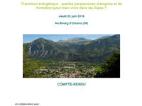 Compte-rendu du séminaire "Transition énergétique : quelles perspectives d'emplois et de formation pour bien vivre dans les Alpes ?"