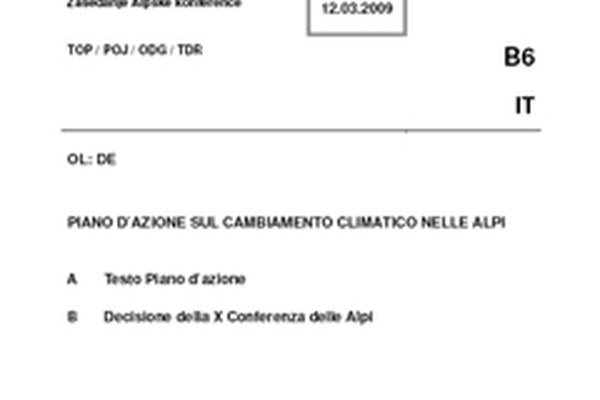 Piano d’azione sul cambiamento climatico nelle Alpi
